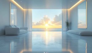 Luxury Ocean View Room 4K Desktop Background Scenic Wallpaper