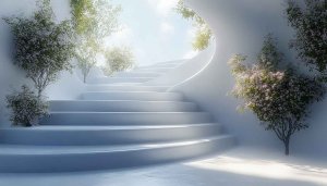 Minimalist White Stairway 4K Wallpaper for Desktop and Mobile