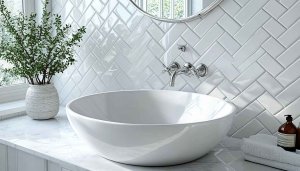 Modern Bathroom Sink Wallpaper: Free Interior Design Background for Desktop