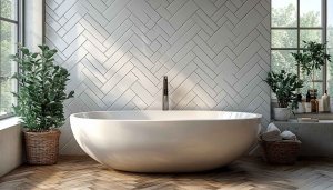 Luxury Bathroom Design Wallpaper, Modern Interior Background for Desktop
