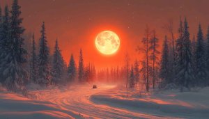 Full Moon Winter Landscape 4K Desktop Wallpaper Free Background