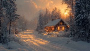 Cozy Winter Cabin Wallpaper 4K Desktop Snowy Landscape Scenery