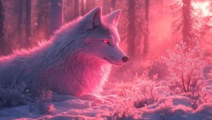 Pink Winter Wolf Wallpaper 4K: Furry Beast Mobile Background