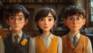 Animated characters wallpaper 4K desktop background, book club wallpaper.