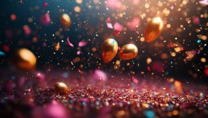 Golden Confetti Party Mobile Wallpaper, Celebration Desktop Background 4K