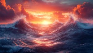 Ocean Waves Sunset Wallpaper Free 4K Desktop Background Mobile Wallpaper