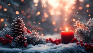Festive Christmas Candle Pinecone Mobile Background Wallpaper For Free