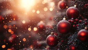 Festive Red Christmas Ornaments 4K Mobile and Desktop Wallpaper