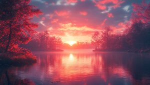 Serene Lake Sunset 4K Wallpaper for Desktop and Mobile