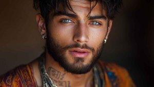 Handsome Man With Blue Eyes Portrait Free Mobile Wallpaper