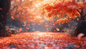 Autumn Orange Leaves Falling 4K Desktop Background Mobile Wallpaper