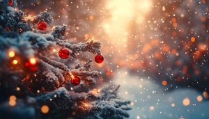 Sparkling Christmas Tree Snowfall Mobile Background Festive Season Wallpaper
