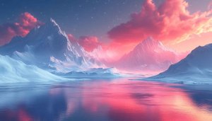 Pink Sky Mountain Lake Reflection 4K Desktop Mobile Wallpaper