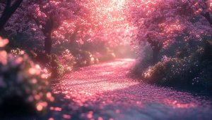 Pink Cherry Blossom Tree Path 4K Desktop Mobile Wallpaper