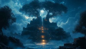 Fantasy Castle Under Tree 4K Desktop Wallpaper Free Mobile Background