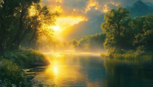 Golden River 4K Desktop Background - Free Nature Wallpaper