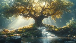 Enchanted Forest Scenery Wallpaper - Sunlight Through Tree 4K Background