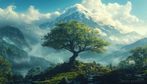 Majestic Mountain Tree Scenery Mobile Wallpaper 4K Desktop Background