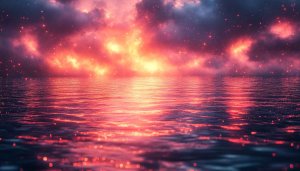 Fiery Galaxy Water Reflection Aesthetic 4K Desktop Background Wallpaper
