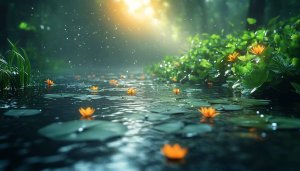 Orange Lotus Flower Pond 4K Desktop Background Free Wallpaper