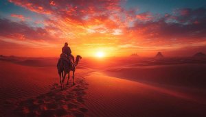 Camel Silhouette Desert Sunset 4K Desktop Background Mobile Wallpaper
