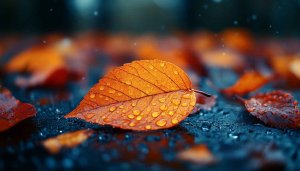 Autumn Leaf Water Drops Mobile Wallpaper Free 4K Desktop Background