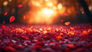 Autumn Falling Leaves Desktop Wallpaper, Beautiful Red Leaves Background 4K