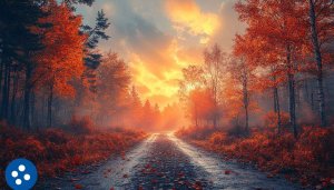 Autumn Forest Road 4K Desktop Wallpaper for Free Mobile Background