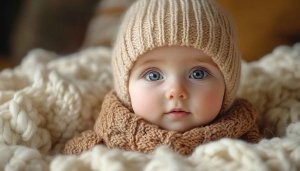 Cute Baby with Blue Eyes Free Mobile Wallpaper Background
