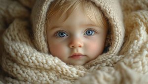 Cute Baby with Blue Eyes Mobile Background Free Wallpaper