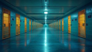 Prison Cell Block Long Hallway 4K Mobile Wallpaper Background