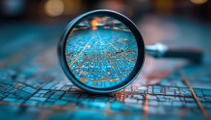 City Map Under Magnifying Glass Mobile Wallpaper 4K Background