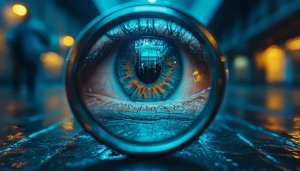 Blue Orange Eye Reflection Urban Cityscape Art Mobile Background Wallpaper