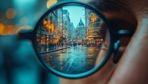Rainy London Cityscape Through Glasses 4K Desktop Wallpaper Free