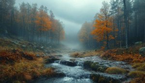 Autumn Forest River 4K Desktop Wallpaper Free Mobile Background