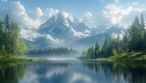 Majestic Snow Mountains Lake Reflection Scenery 4K Desktop Wallpaper