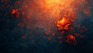 Floral Art 4K Wallpaper Dark Orange Flower Aesthetic Background