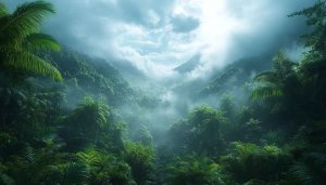 Lush Green Rainforest Mobile Wallpaper: Misty Tropical Jungle Background