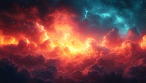 Fiery Nebula Cloudscape Mobile Wallpaper, 4K Space Background