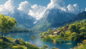 Mountain Lake Landscape 4K Desktop Wallpaper, Free Nature Backgrounds