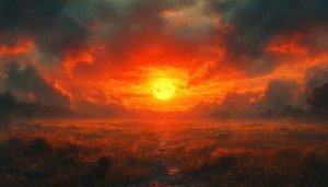 Fiery Sunset Field 4K Desktop Background Landscape Mobile Wallpaper