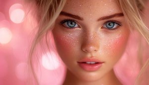 Sparkling Freckles Aesthetic Girl Portrait Wallpaper, 4K Desktop Background