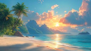 Beautiful Beach Sunset 4K Desktop Background Landscape Mobile Wallpaper