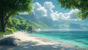 Turquoise Beach Tropical Island 4K Desktop Background Mobile Wallpaper