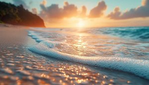 Tropical Beach Sunset 4K Wallpaper, Free Ocean Wave Background