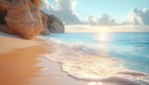 Dreamy Beach Paradise Wallpaper 4K, Summer Ocean View Background