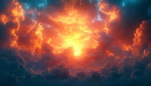 Fiery Cloudscape Wallpaper 4K - Dramatic Sunrise Sky Background