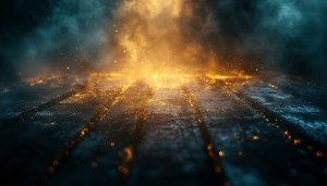 Abstract Golden Sparkles on Dark Wood 4K Desktop Wallpaper