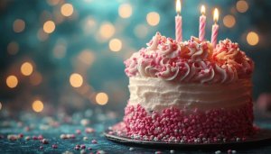 Pink Birthday Cake Wallpaper Celebration Party Background for Desktop