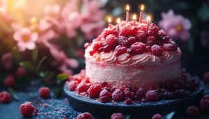 Raspberry Birthday Cake Mobile Wallpaper, Delicious Food Dessert Background